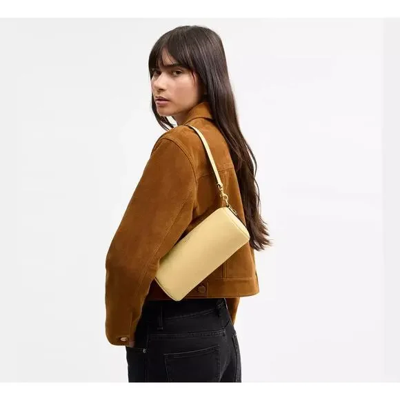 NWT Coach Barrel Bag natural grain leather tan brass vanilla brand new purse - Picture 3 of 15